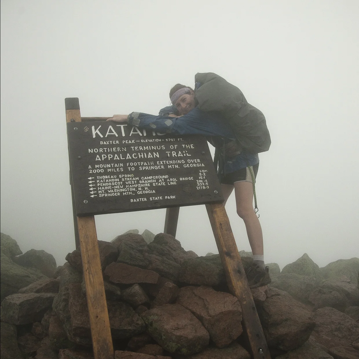 Melissa at the end of her 2,181-mile Appalachian Trail journey, Sept. 5, 2011.