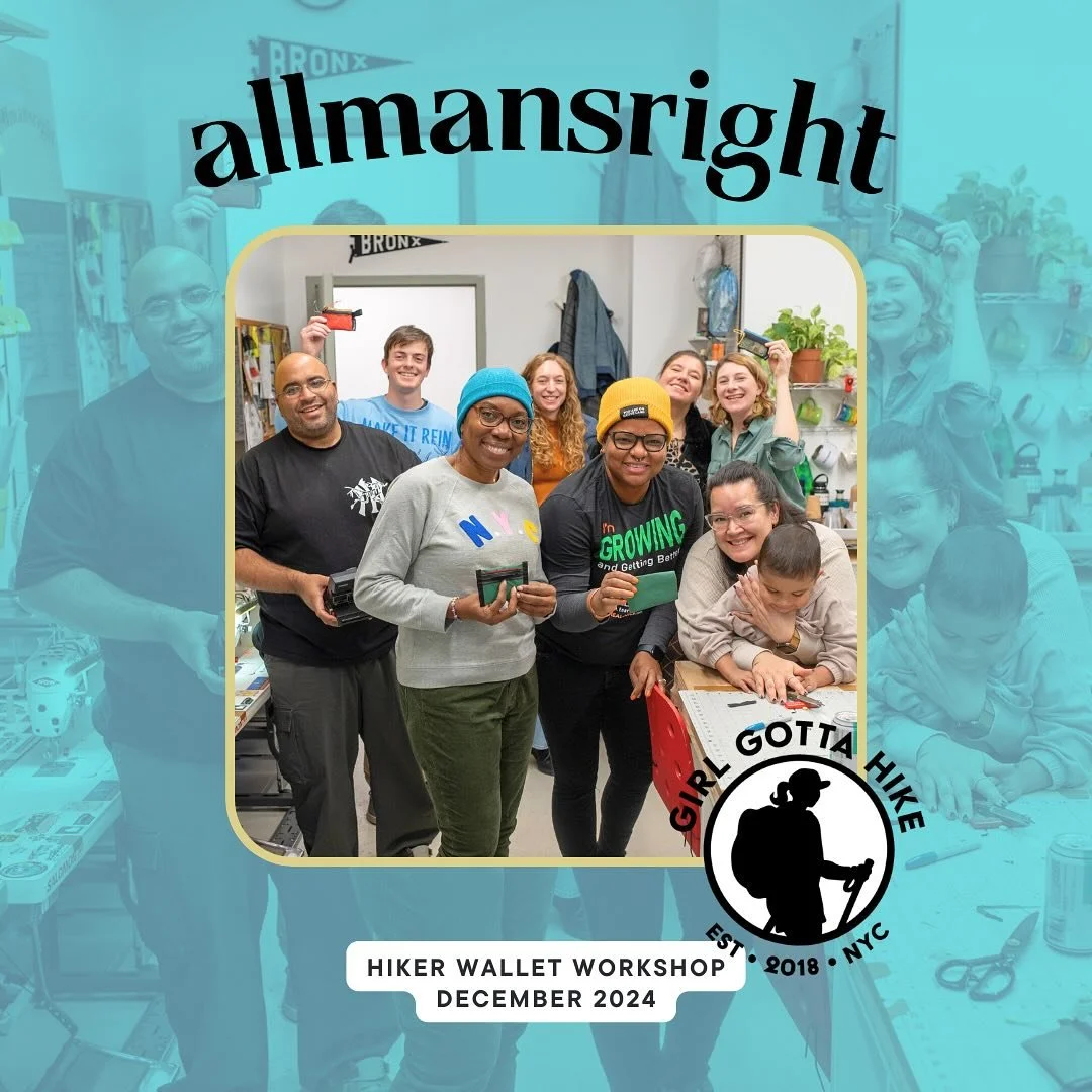 🙏 Many thanks to Jen &amp; Liv of @allmansright.gear for hosting the Girl Gotta Hike crew last weekend for our 1st ever Hiker Wallet Workshop &amp; Holiday Party in the Bronx! 

✂️ We had so much fun picking out our own fabrics, labels, zipper pulls