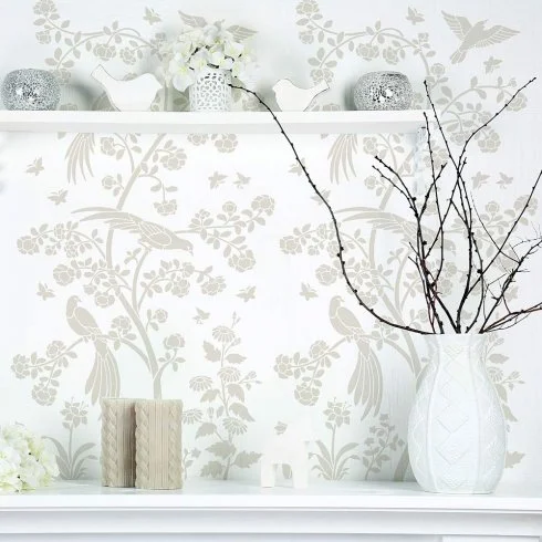 Birds and Roses stencil from Cutting Edge Stencils.