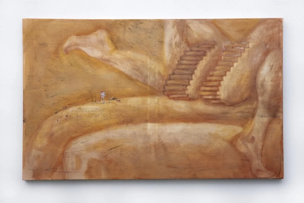 prisoners of their destination, Dye, distemper, egg tempera, and oil on canvas, 2.4 FT x 4 FT, 2017