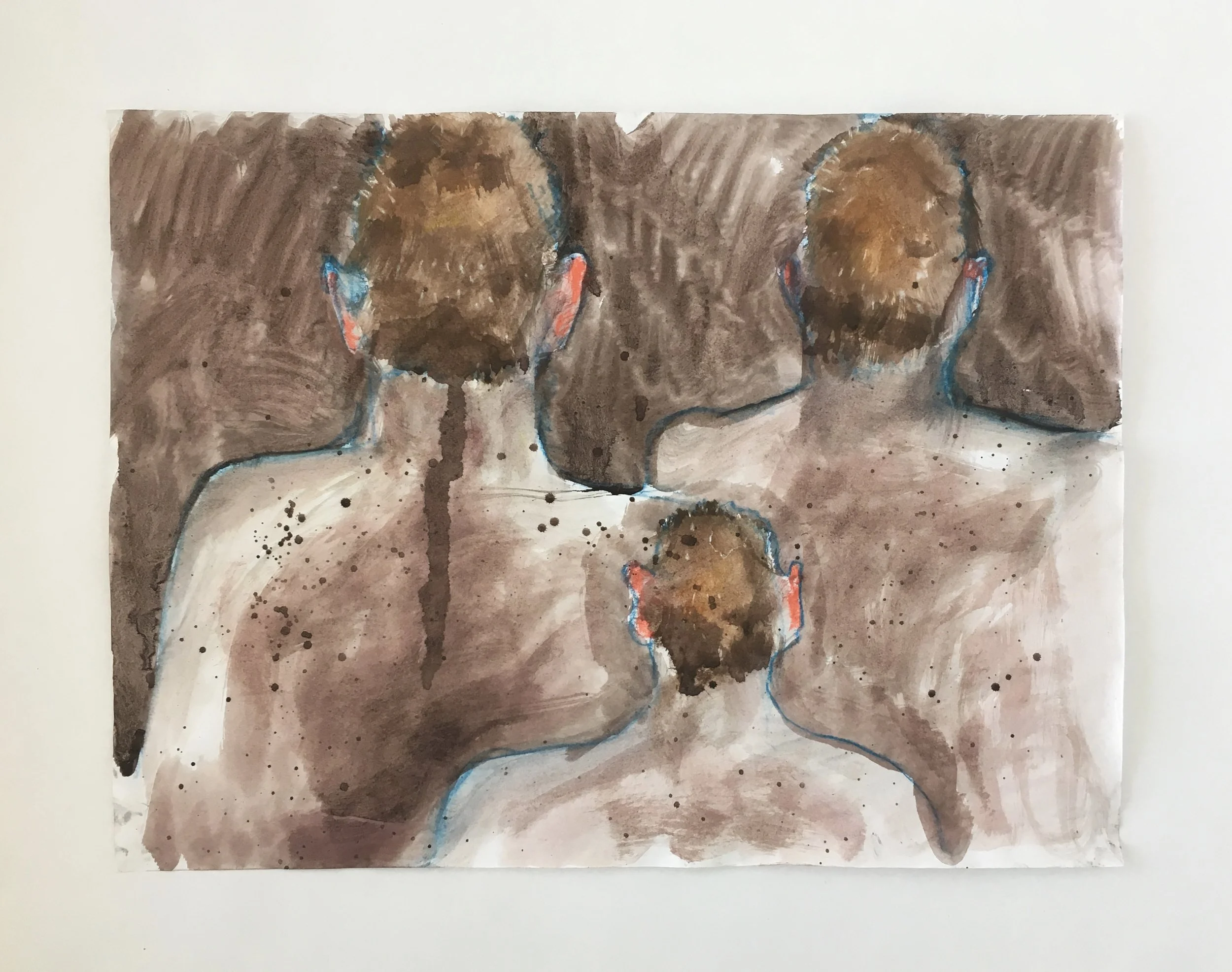 Shame and Rehabilitation, Ink, coffee, and chalk pastel on paper, 18 IN x 24 IN, 2018