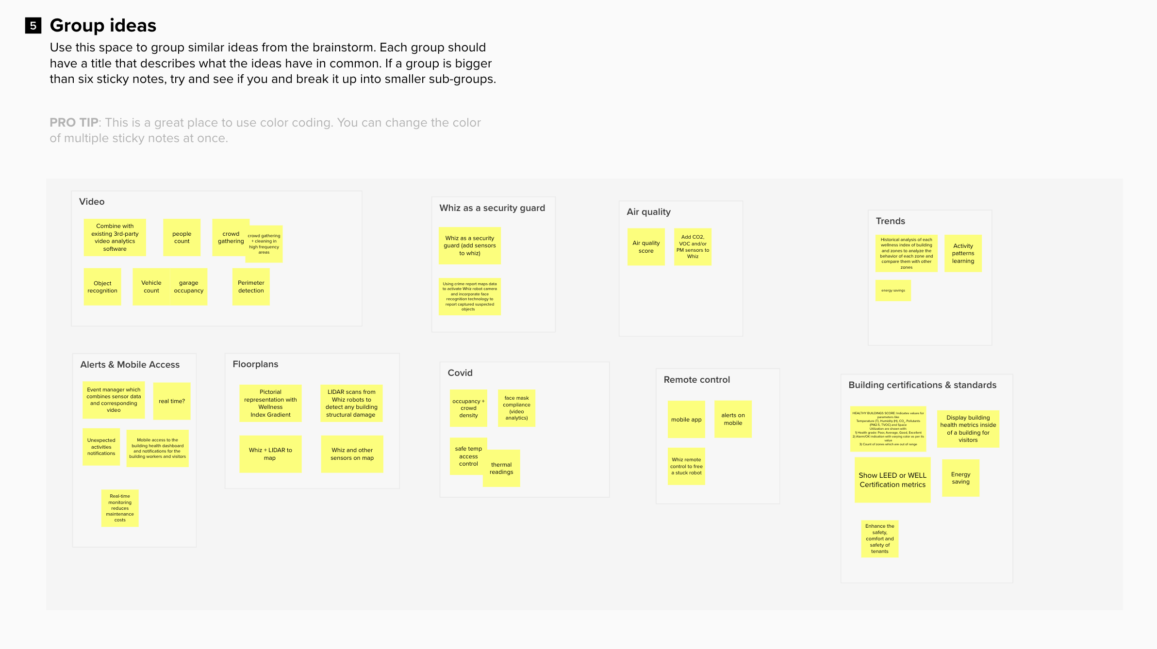 Grouping ideas into logical chunks of work