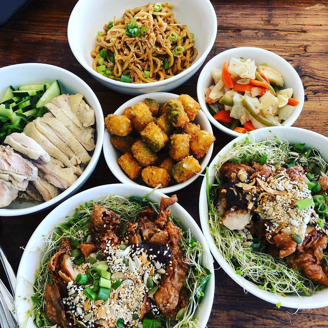 Hawking Bird, whose signature menu items are featured here, is participating in Taste of Temescal.