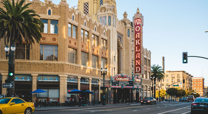 Uptown Oakland is known for its nightlife and Art Deco gems like the Fox Theater.
