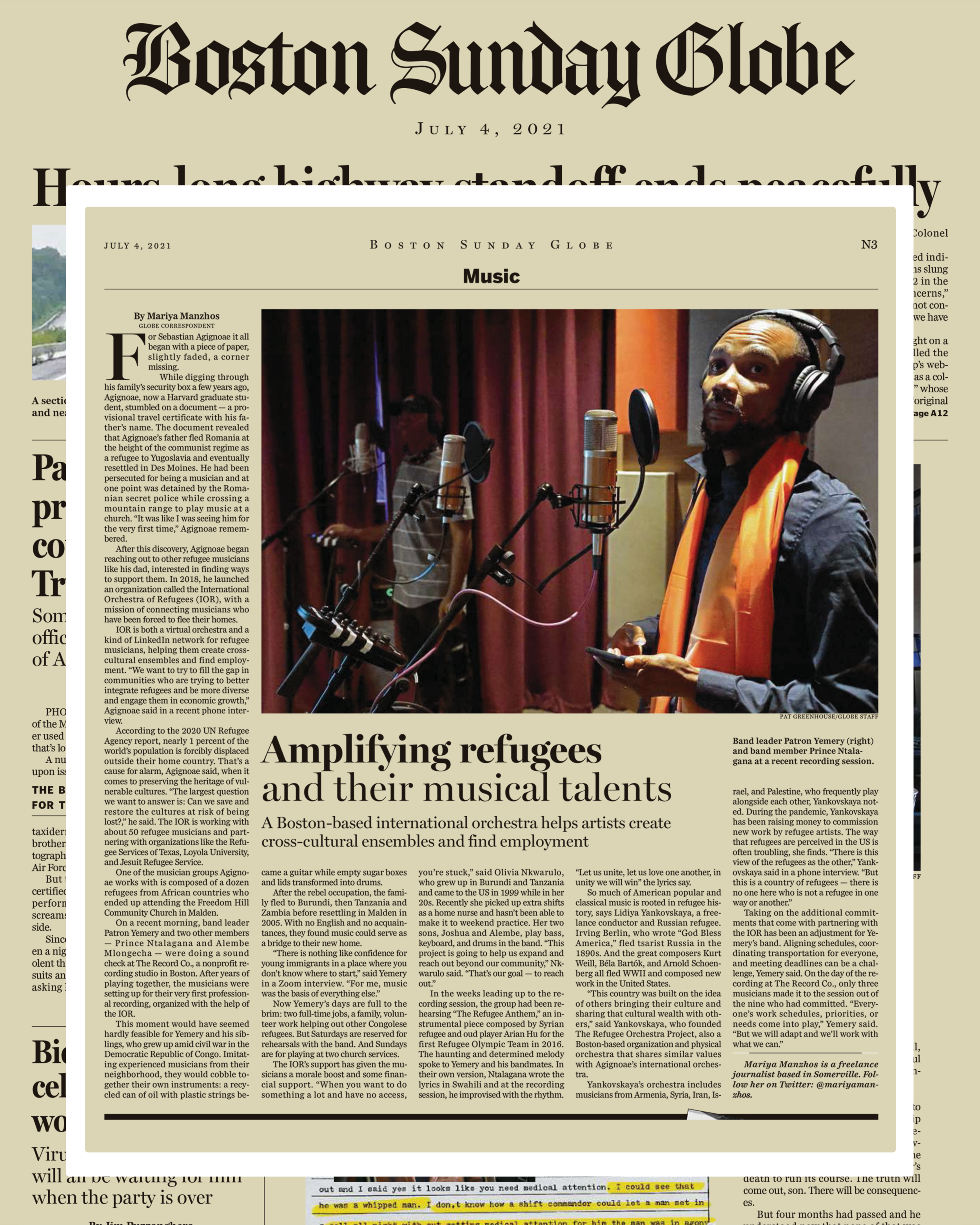 4th of July Feature in the Boston Globe