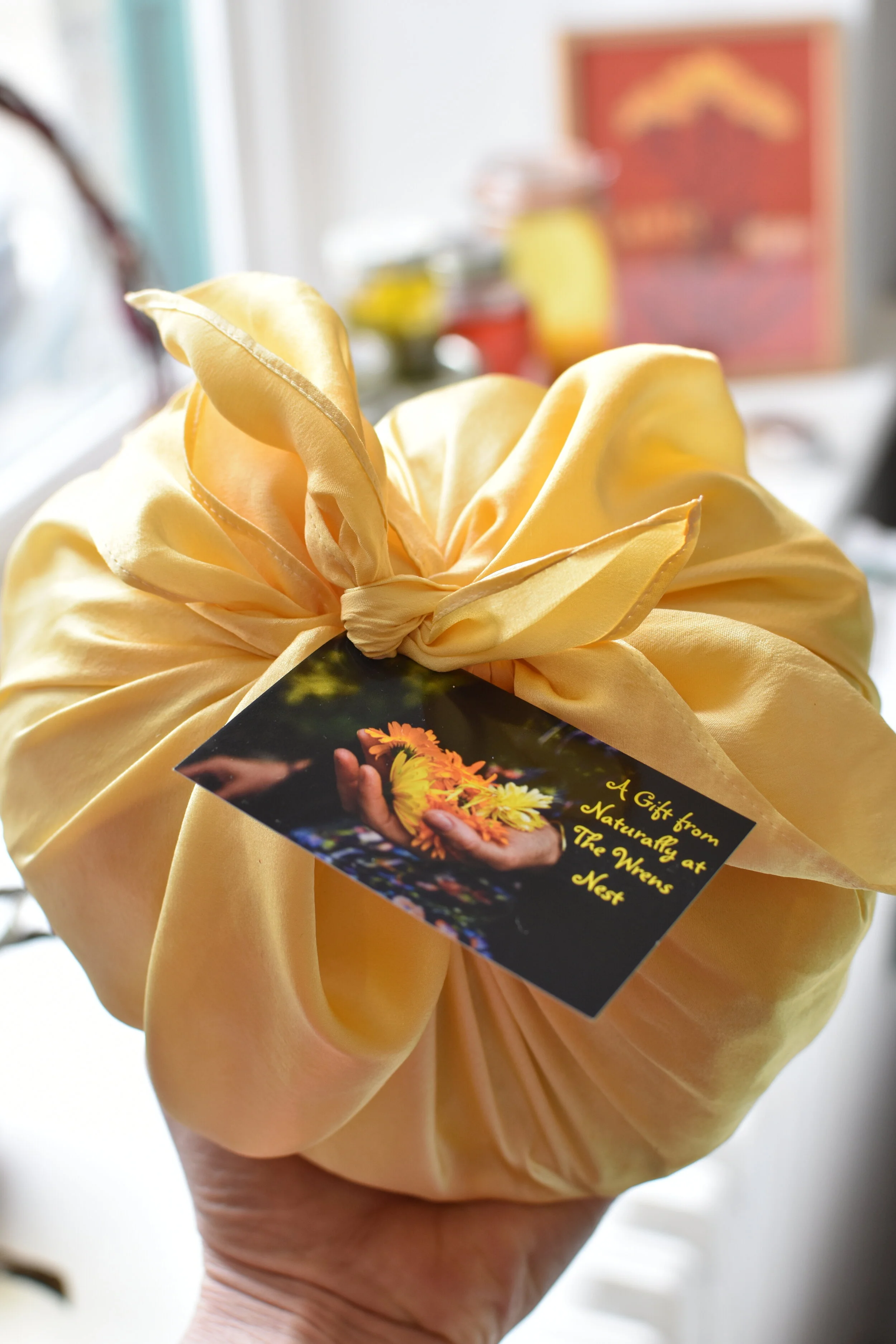 silk scarf wrapped gift