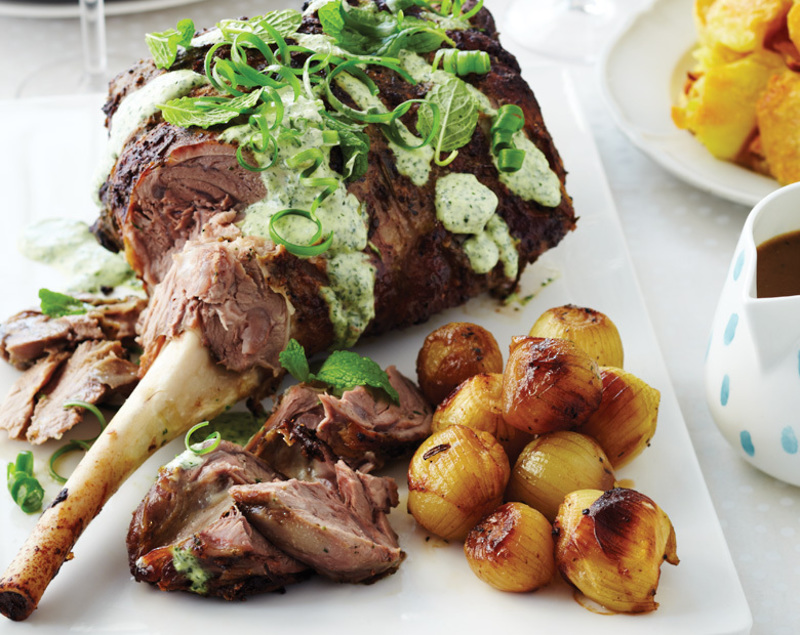 MARINATED ROAST LAMB WITH FRESH MINT TOPPING