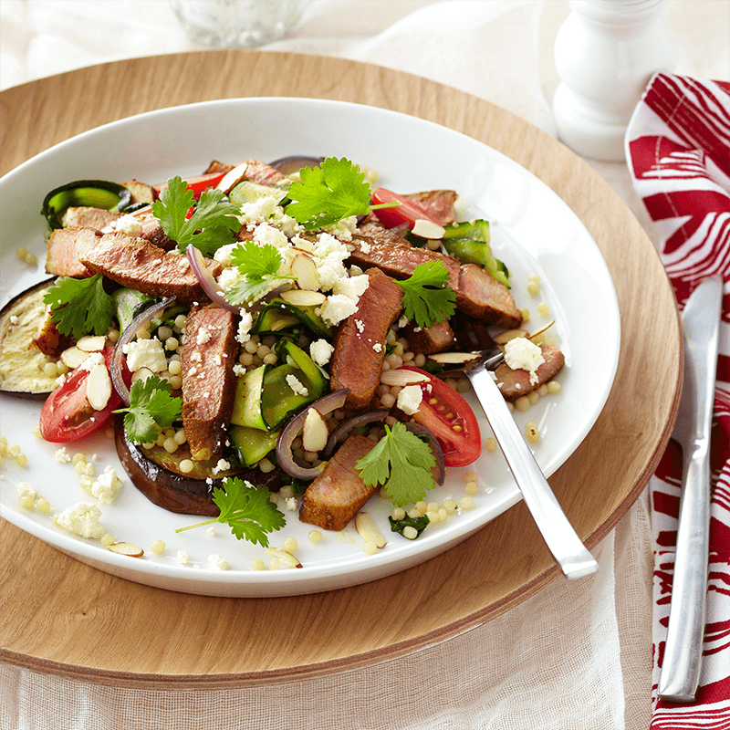 Spiced lamb, vegetable &amp; Israeli couscous salad