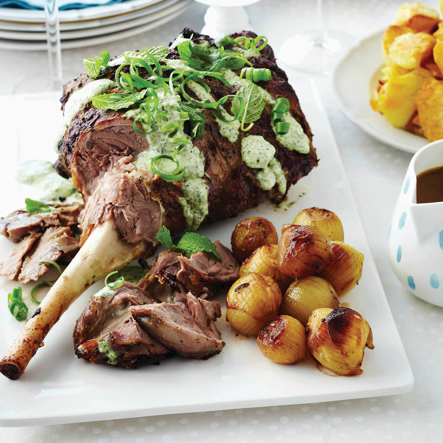 Marinated Roast Lamb with fresh Mint topping