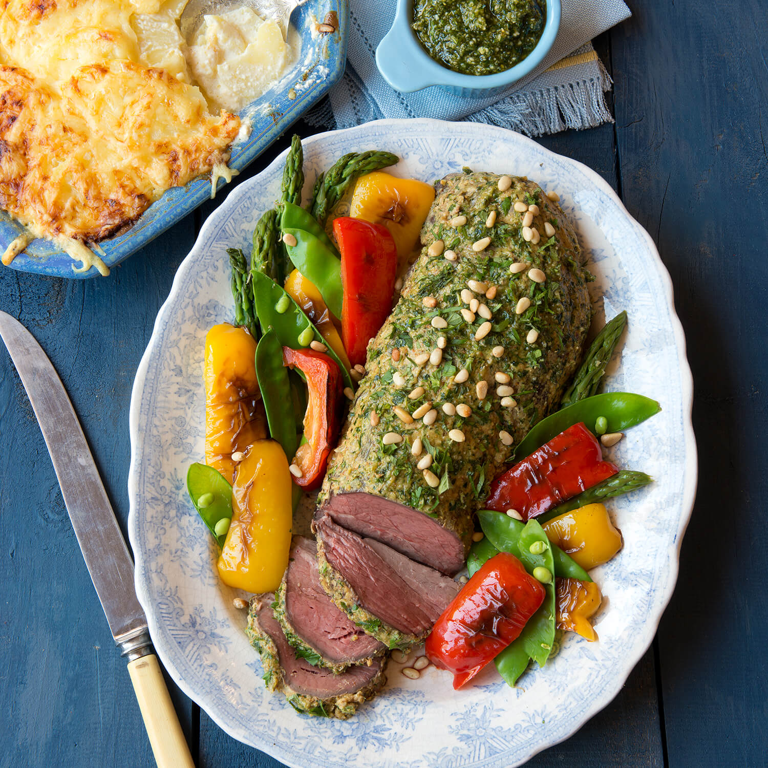 Slow Roast Beef with Fines Herbes Pesto