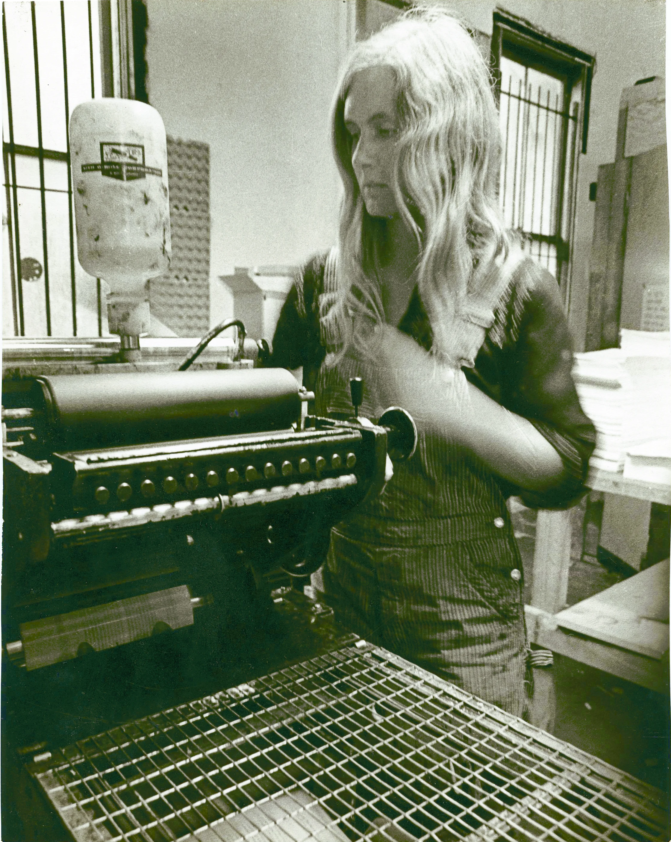 Printing on Multilith 1250, offset, People’s Press, San Francisco, California, 1971
