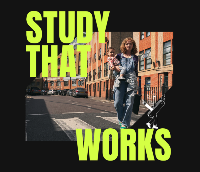 Hand-drawn brand illustration for LCCA campaign by Fried Cactus Studio, used in London College of Contemporary Arts advertising with bold typography and concept-led visual storytelling.