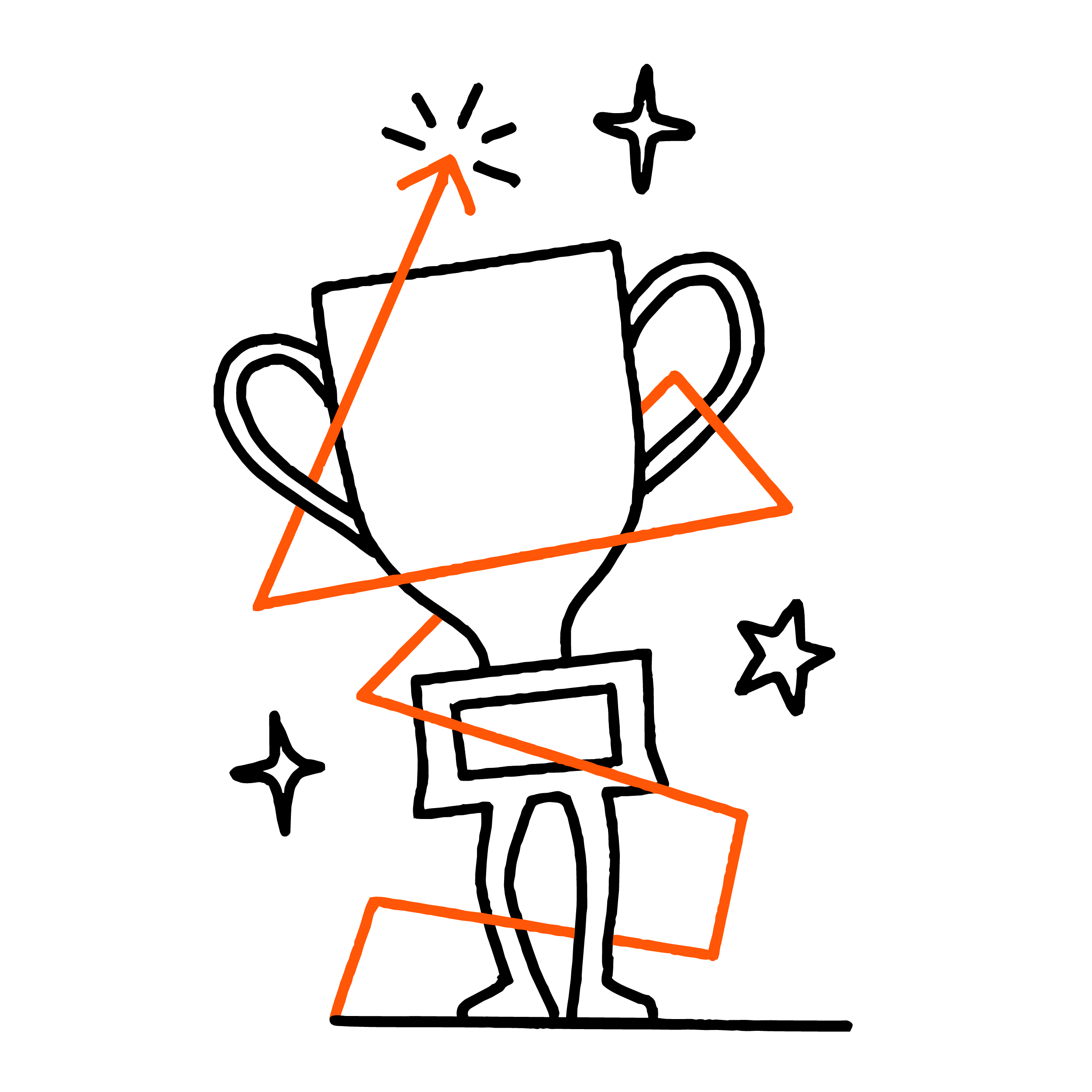 Hand-drawn trophy celebrating delivery of custom illustration for use across print, packaging and digital campaigns.