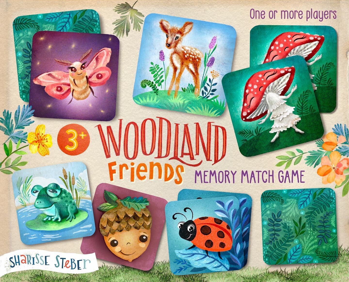 The final memory match card project for the @makeartthatsells kids game June assignment. I still hope to finish out the rest of the woodland friends and make a full game set. 🌿🍄🐸🦋🐛🦊🐞 What a great boot camp this year. I highly recommend taking 