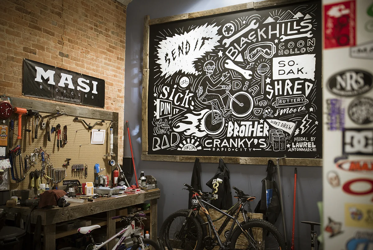 Cranky’s Bike Shop Chalkboard Mural Rapid City South Dakota