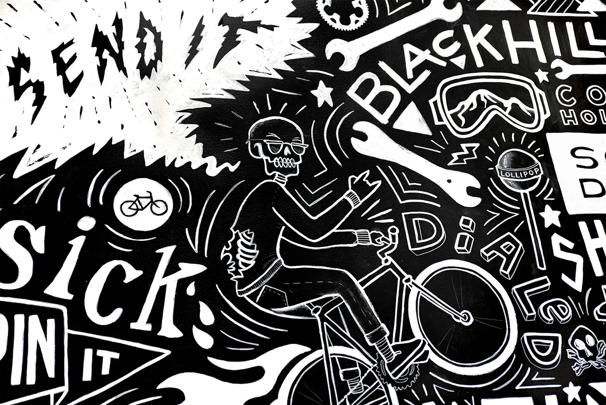 Cranky’s Bike Shop Chalkboard Mural Rapid City South Dakota