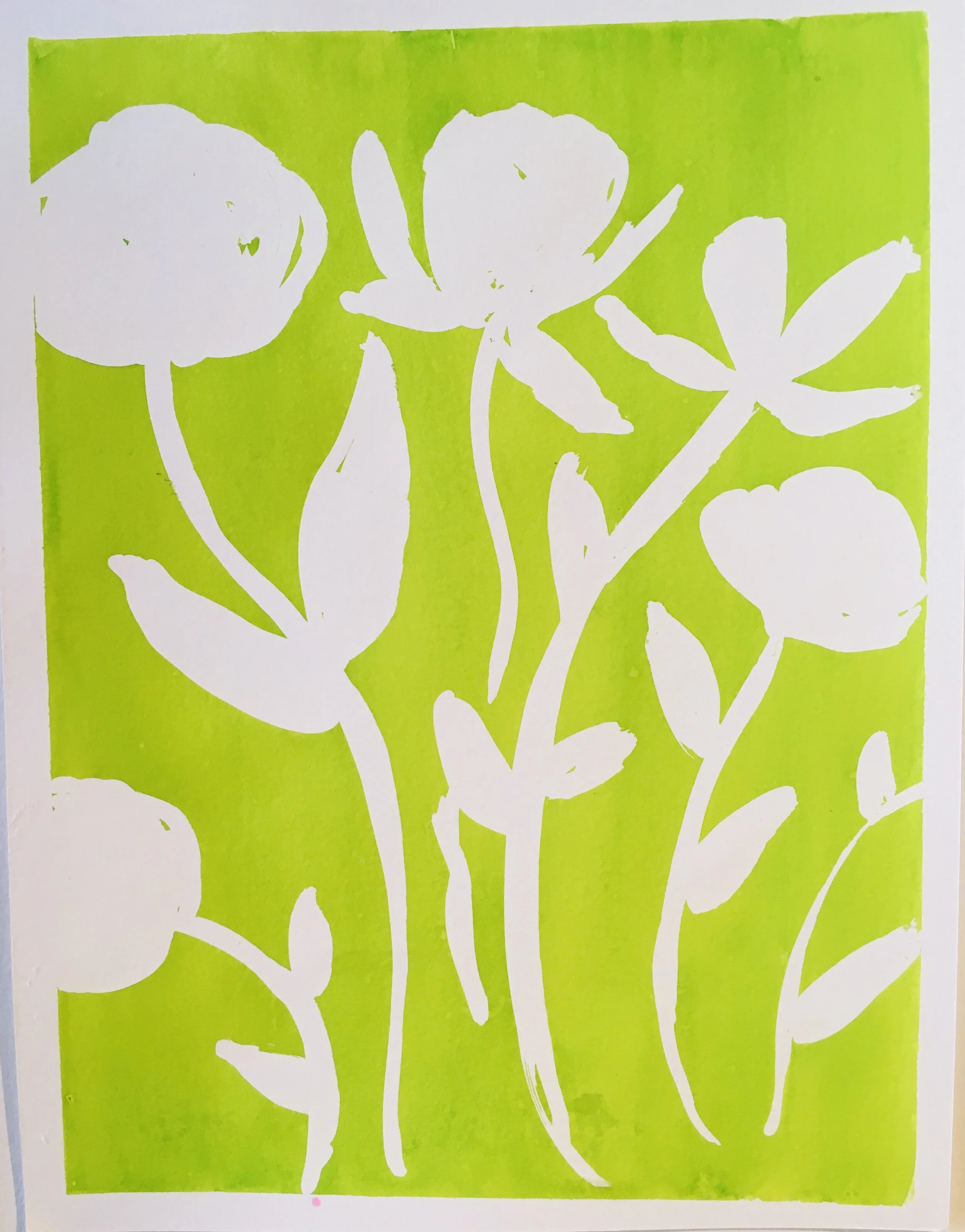 Chartreuse Rose Garden Painting