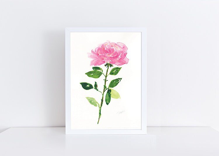 Rose watercolor art print, wall decor, date night gift