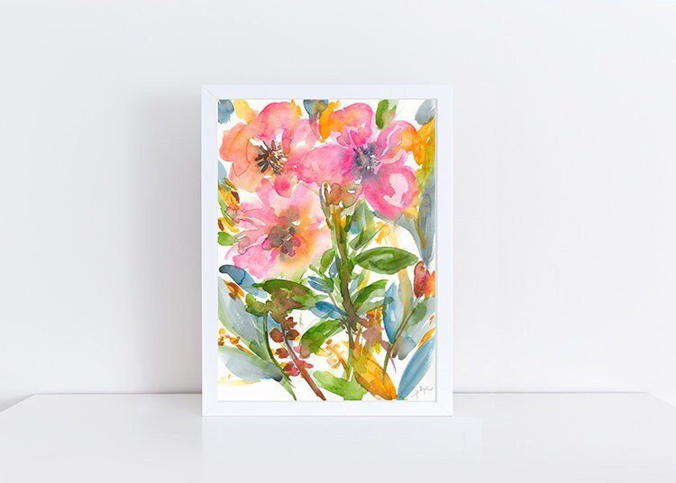 Pink Peony, Art Print, Watercolor, art by pixie yates