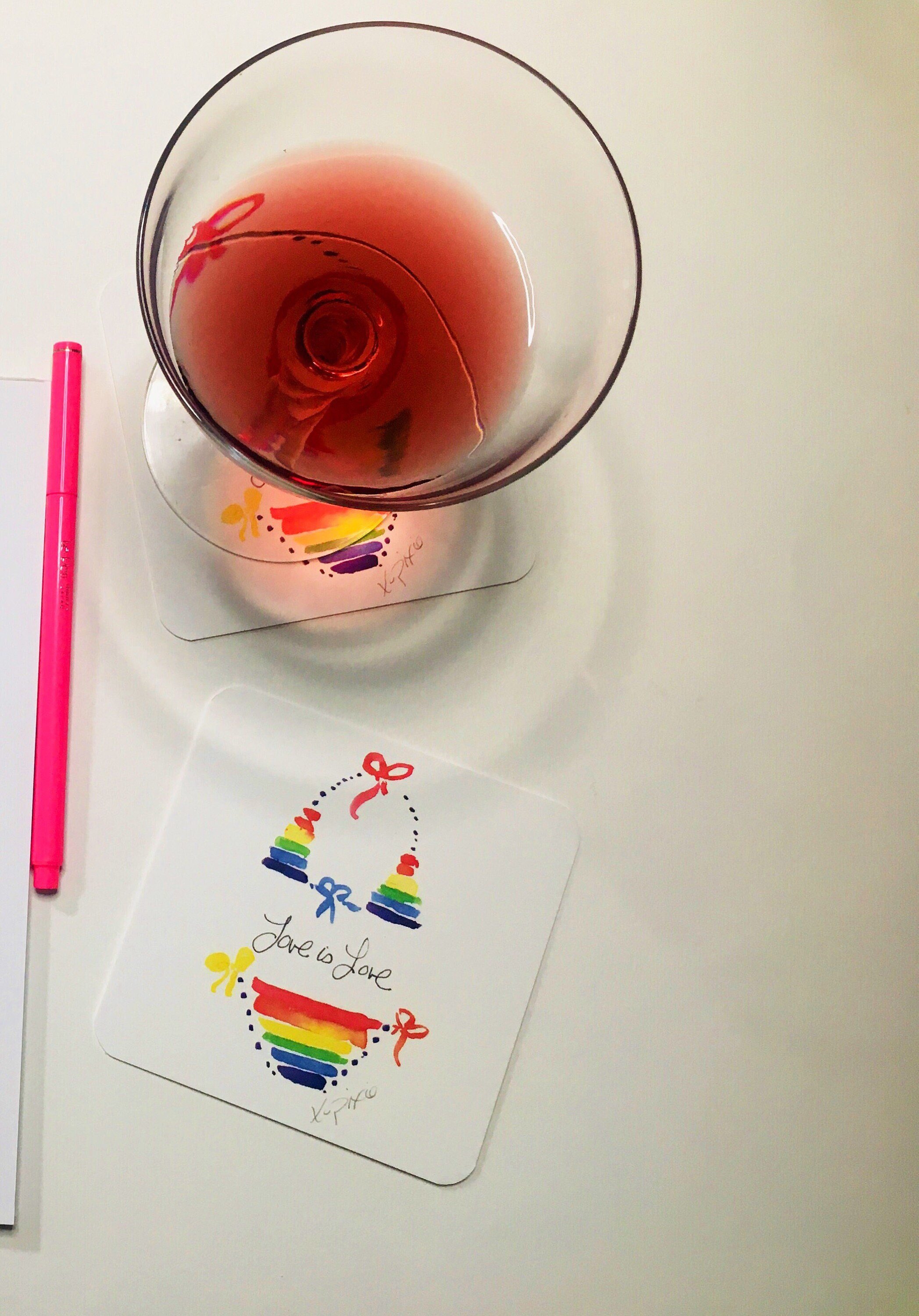 Pride Paper Coaster, Love is Love, cocktail coaster, art by pixie yates, hostess gift