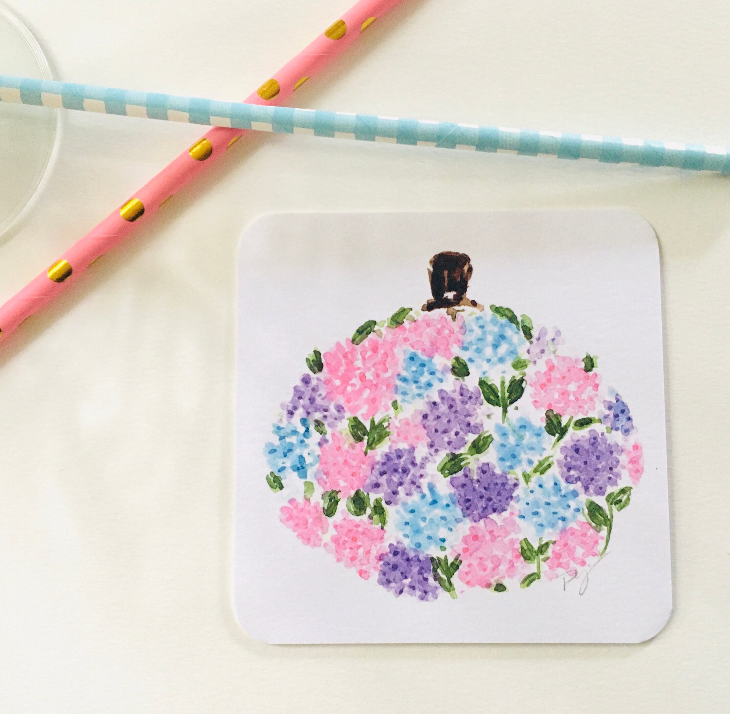 Hydrangea pumpkin floral paper coaster