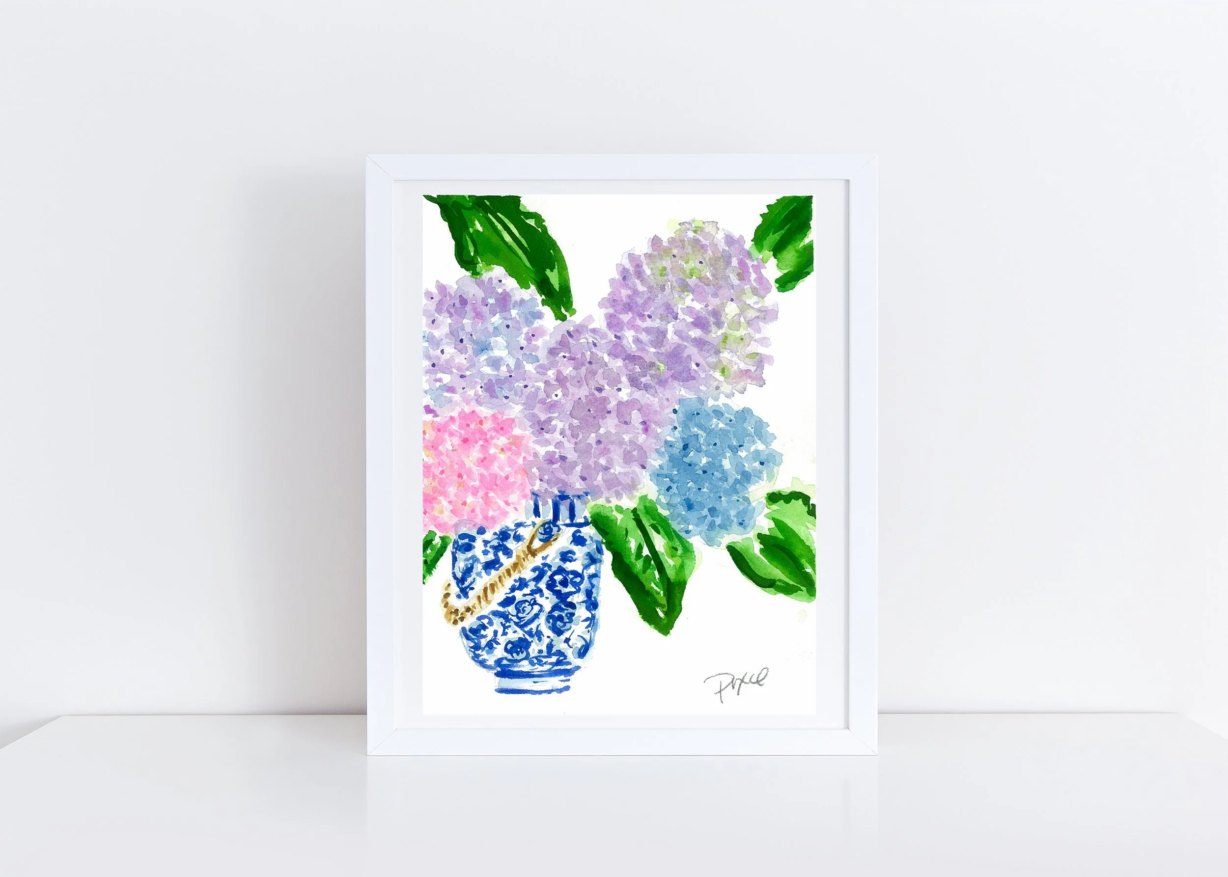 Hydrangea Bouquet in Chinoiserie Vase, from the 2023 Calendar card art prints $26.00