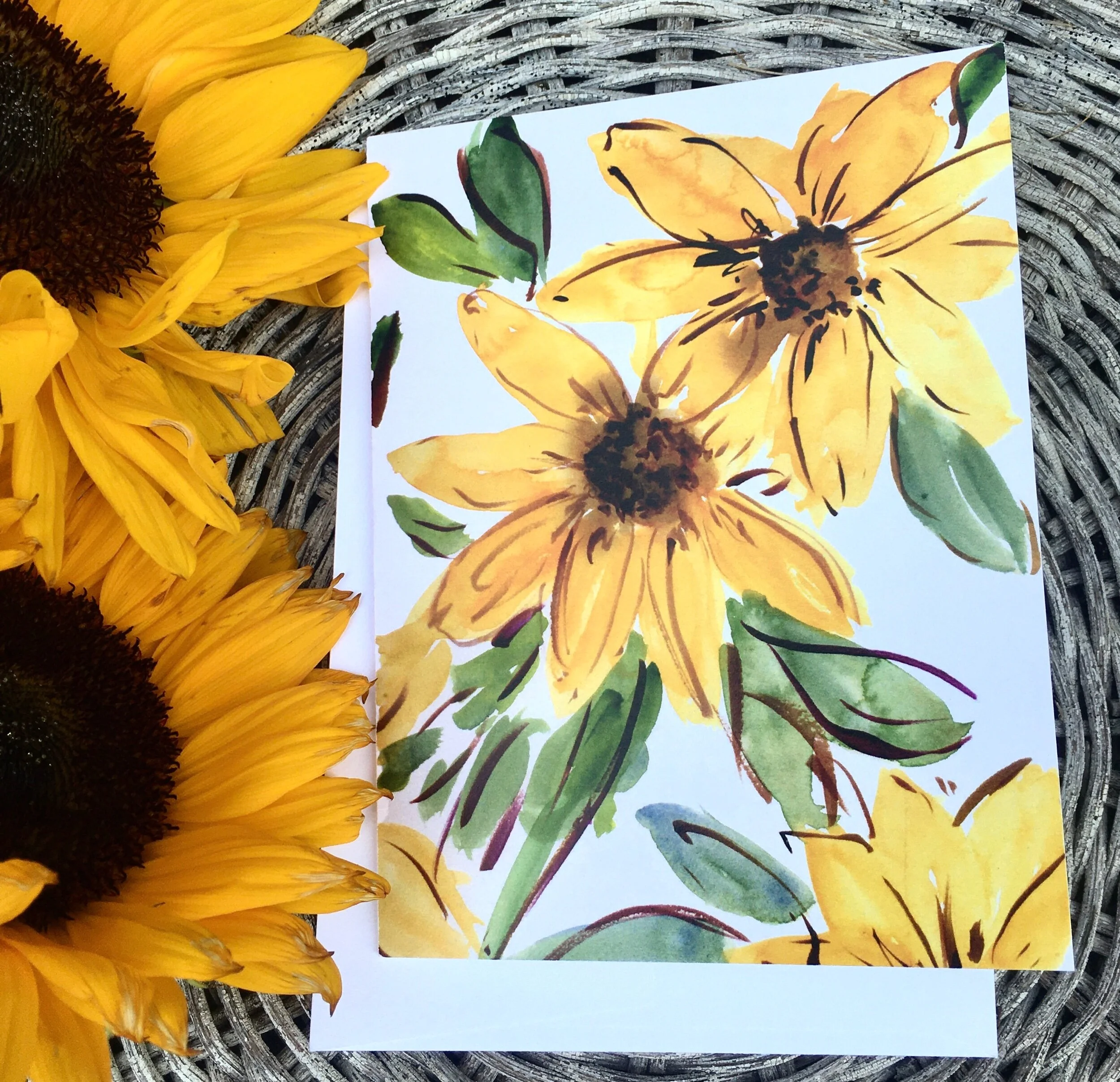 Playful Sunflower Folded Notecards, set of 10, $26.00