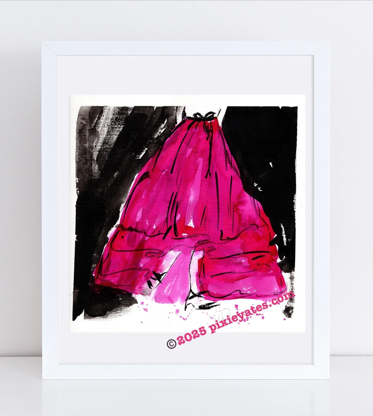 Hot Pink Paris couture fashion illustration