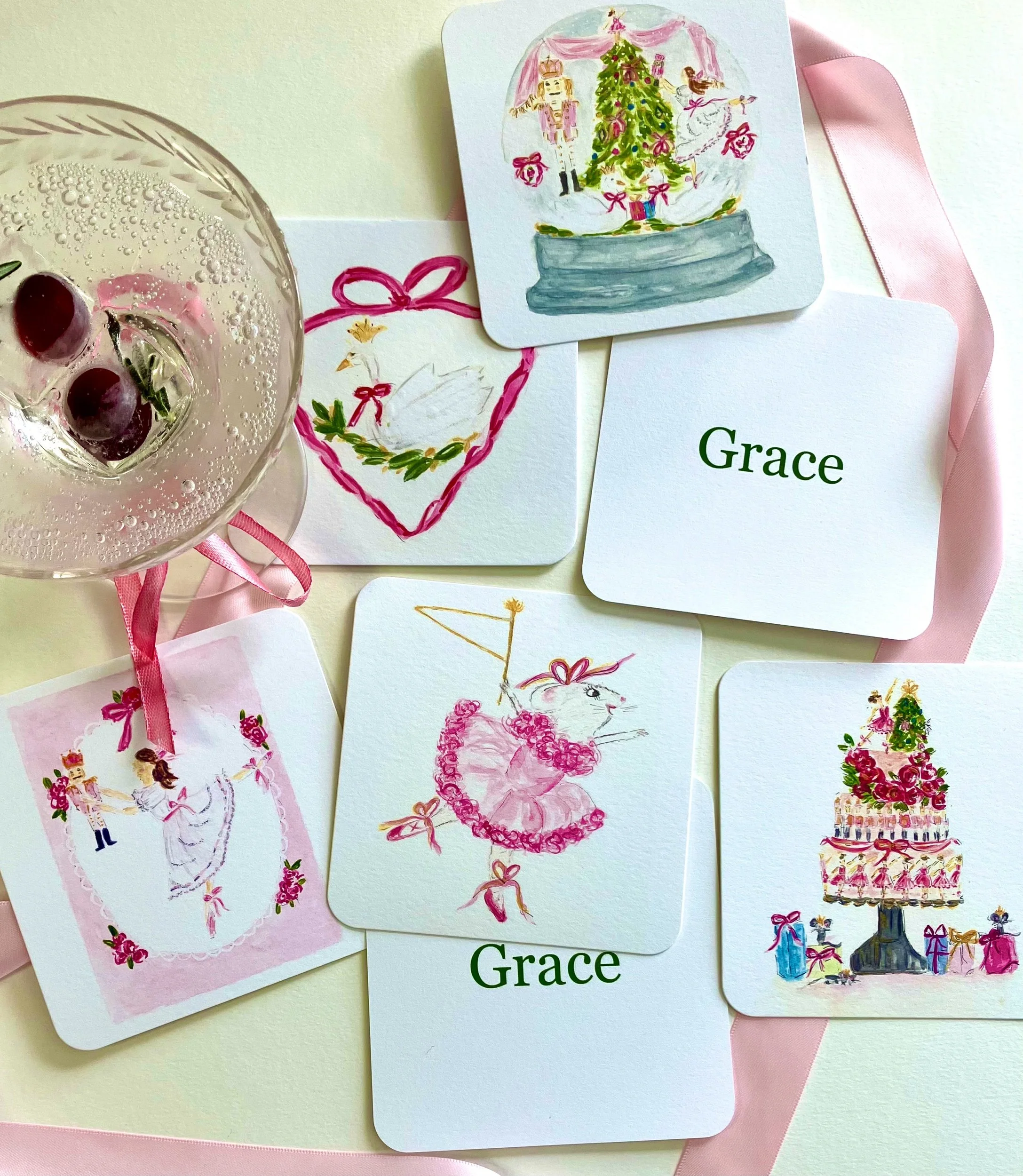 Paper Coasters, double sided, Nutcracker Holiday Christmas, mix set of 10 two sided paper coasters,art by pixieyates