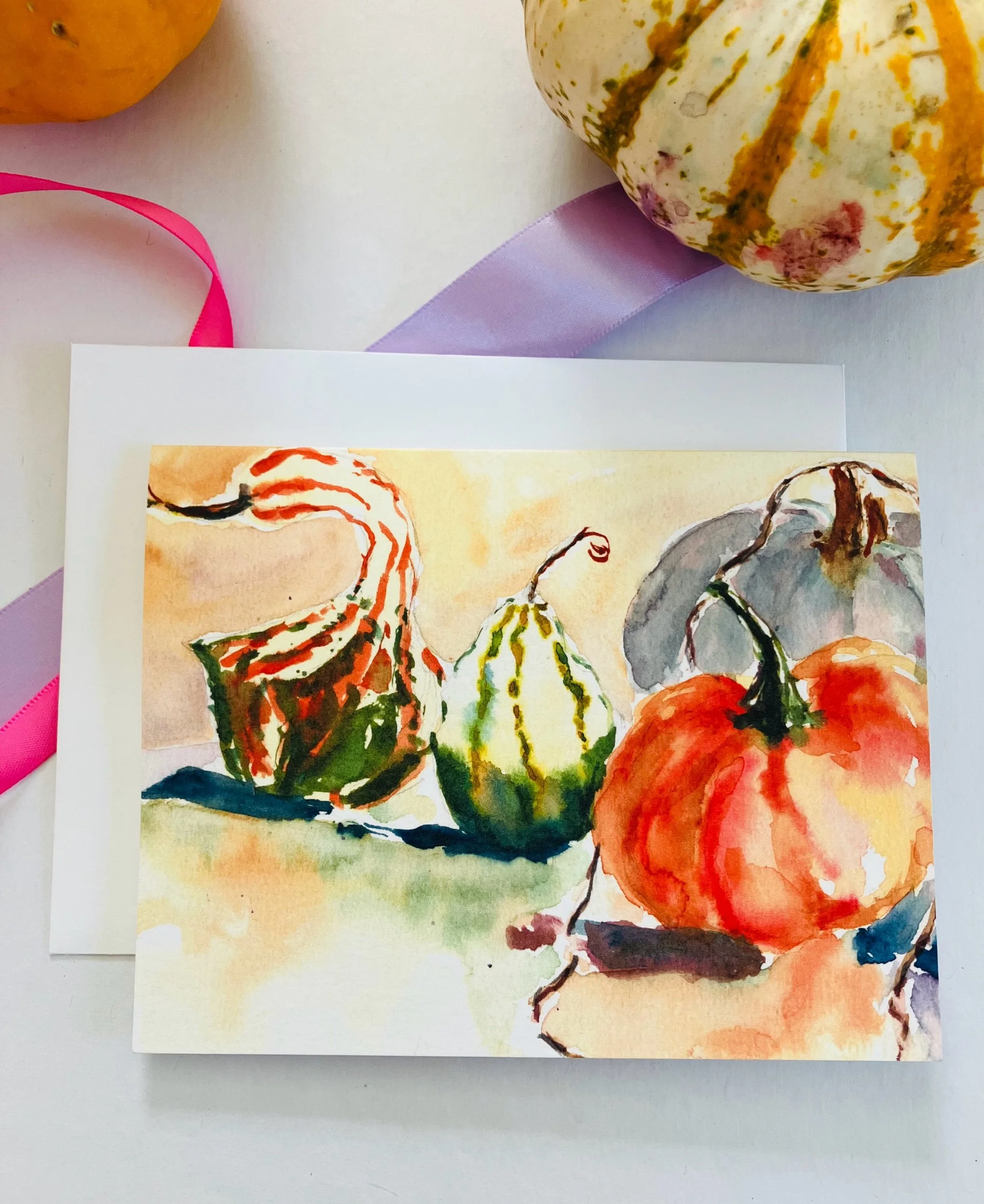 Fall Harvest Gourds Notecards, Christmas ,Thanksgiving, art by pixie yates