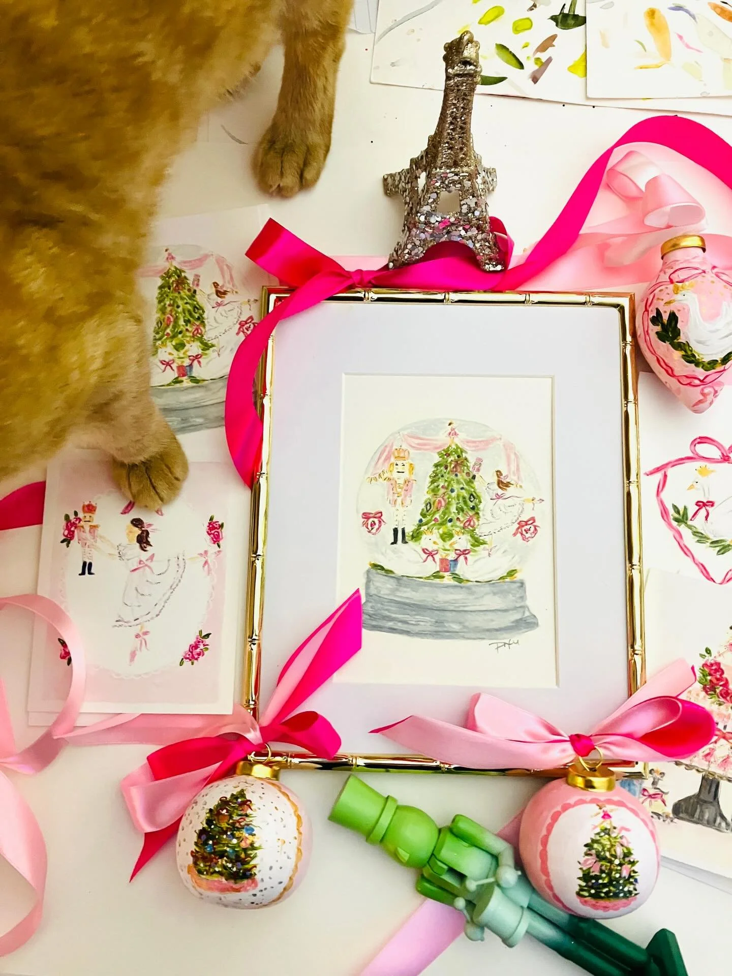 Shop nutcracker collection.Notecards, prints , wine bottle tags, coasters, hand painted ornaments. Link in profile or send a message. Can you see Skooter loves this collection too!

#nutcrackerballet #nutcrackerart #newengland #coastalliving #cottage