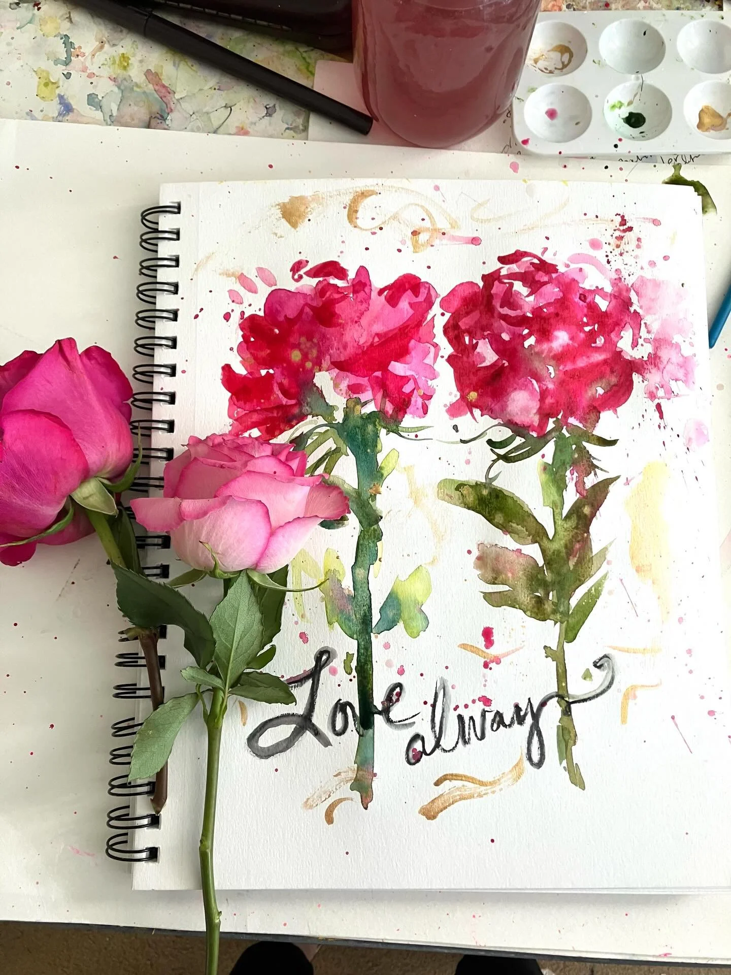 Love always! Two of my 3 minute watercolors
