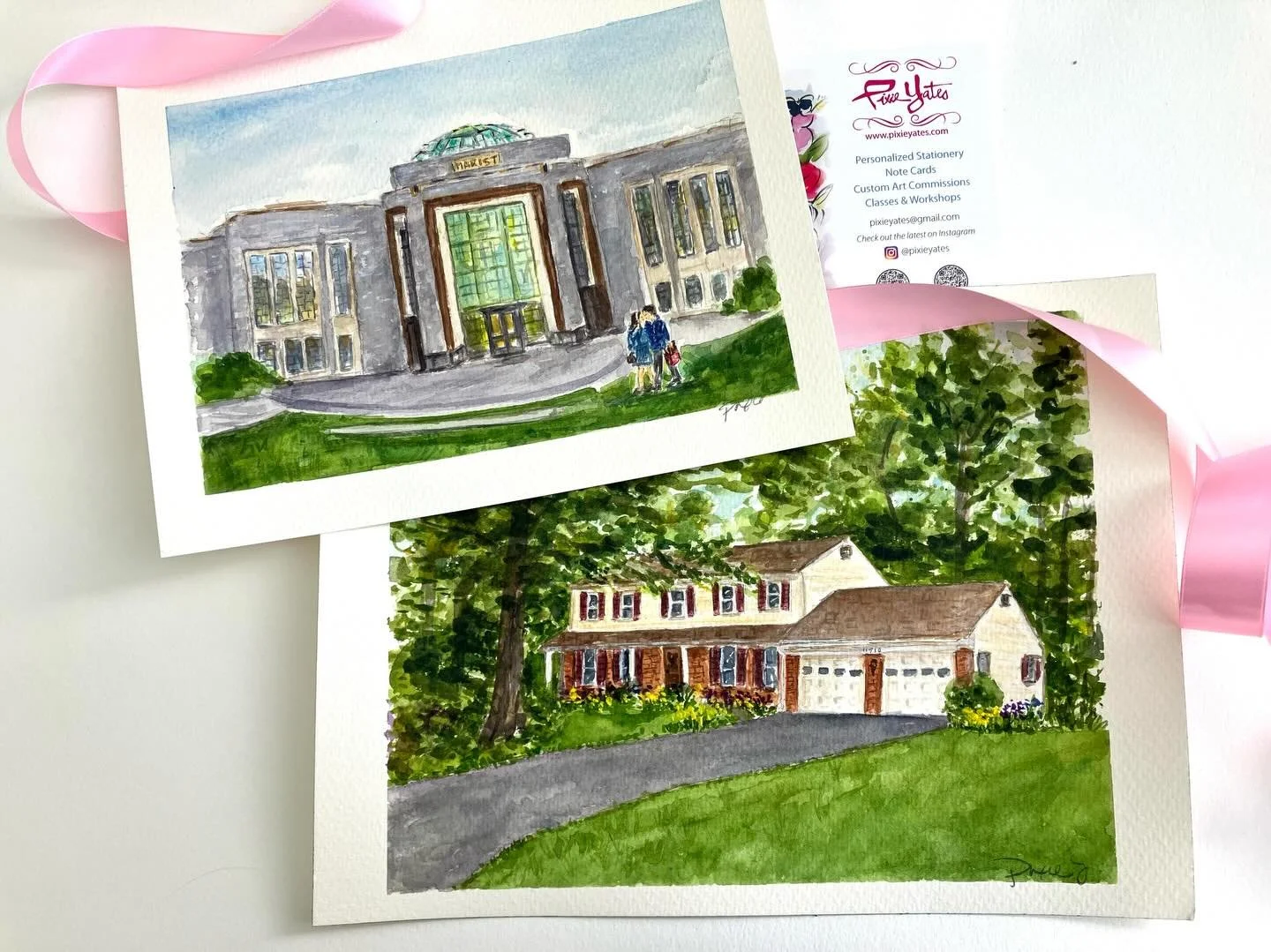 Last week&rsquo;s commissions. One is a where we met Valentine&rsquo;s Day gift to his wife and a home portrait for a neighbor who just moved. Booking commissions now for spring. Dm to reserve or link in bio to order. 

#homeportrait #ourfirstdate #w