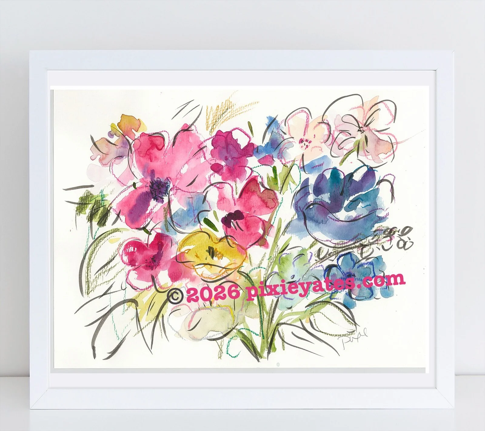 Summer garden watercolor art print