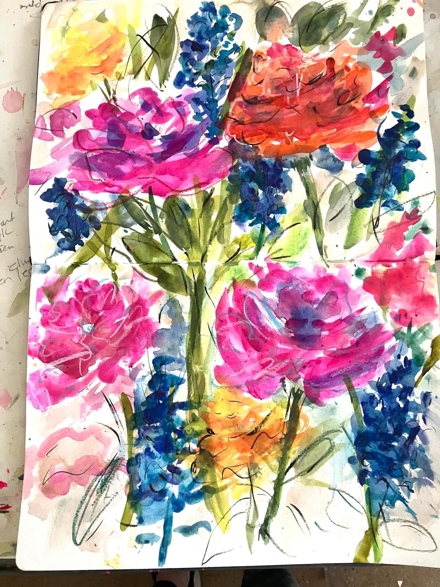 Large watercolor sketch book page and a 3 minute tulip painting. Accepting commissions.send a message