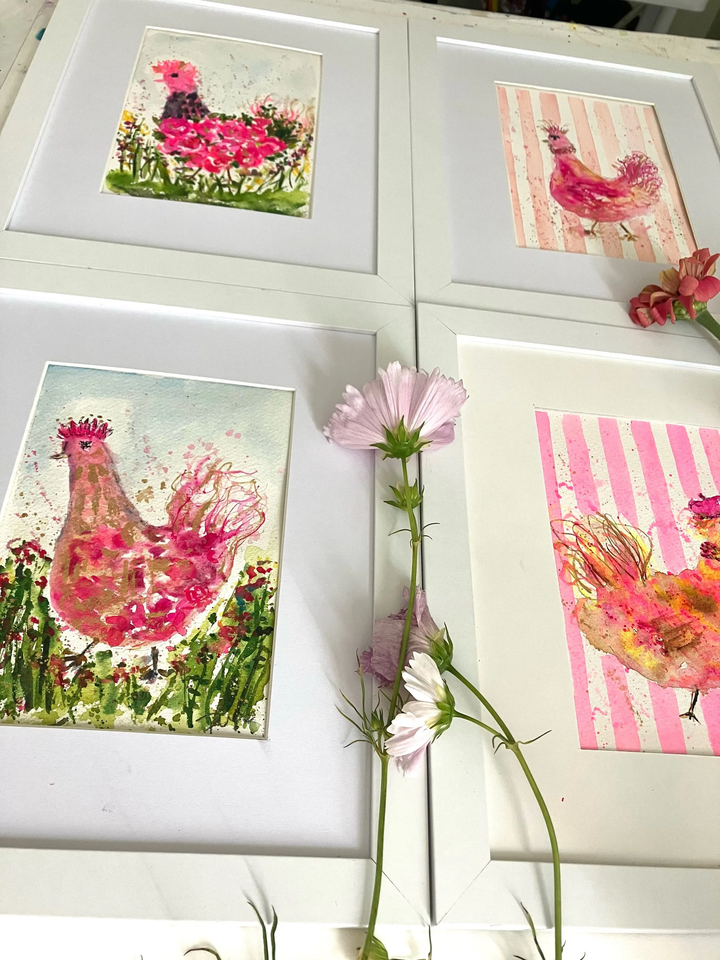Chickens running wild. Framed 8x10&rdquo; which one is your fav.