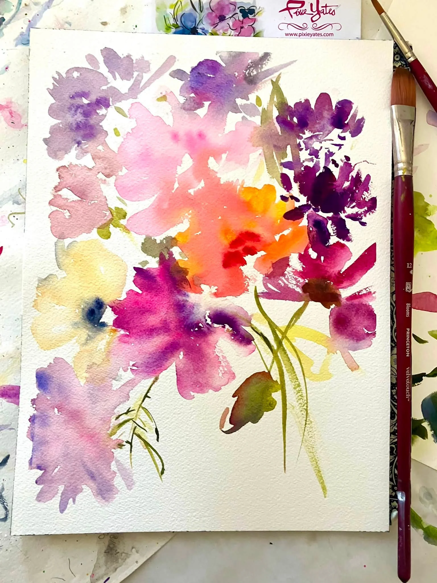 The last dahlias. I was going to add another layer of color to the first one but I love the pale colors as they are. I&rsquo;ll paint others while these last dahlias are holding up.  Collection will be listed November 1. Or dm to reserve Flowers from