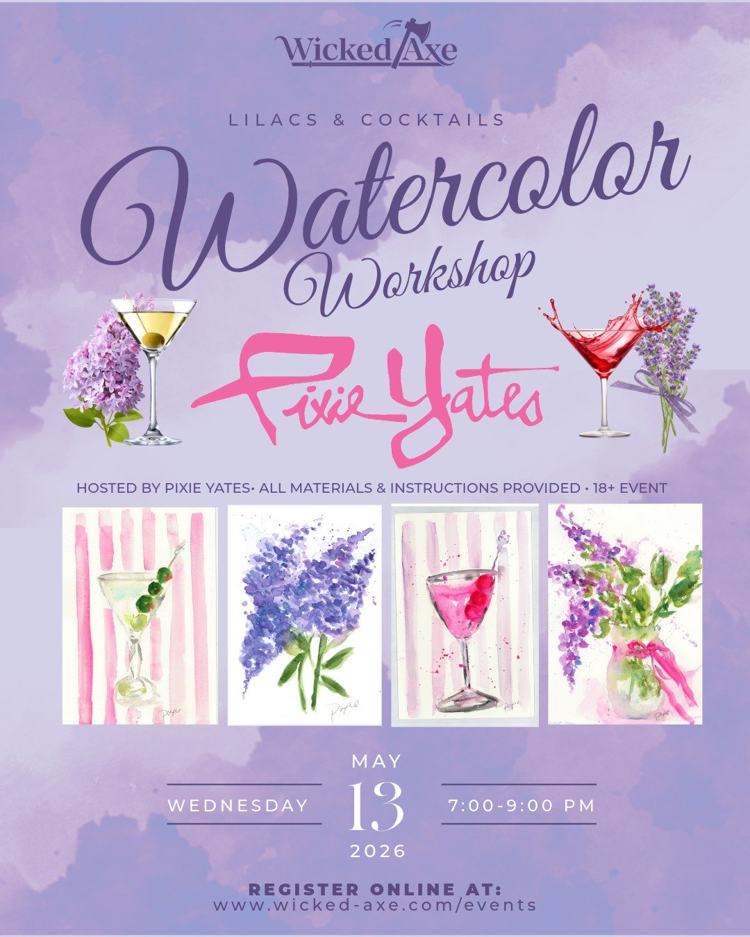 Lilacs and Cocktails Watercolor Workshop