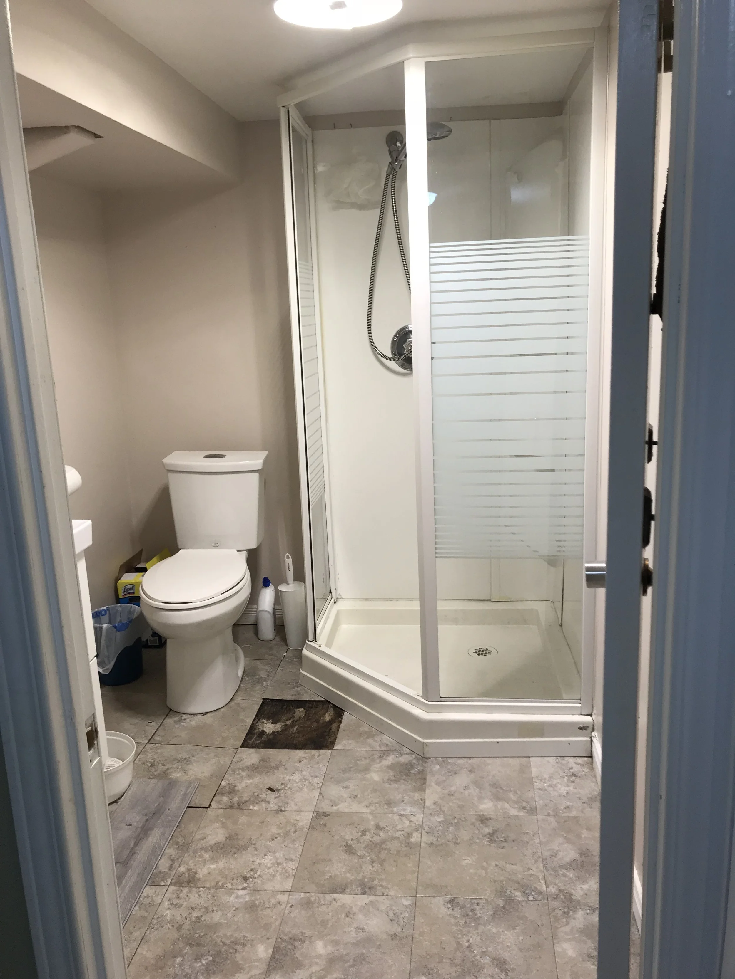 Bathroom -Before (and prior to plumbing fix)