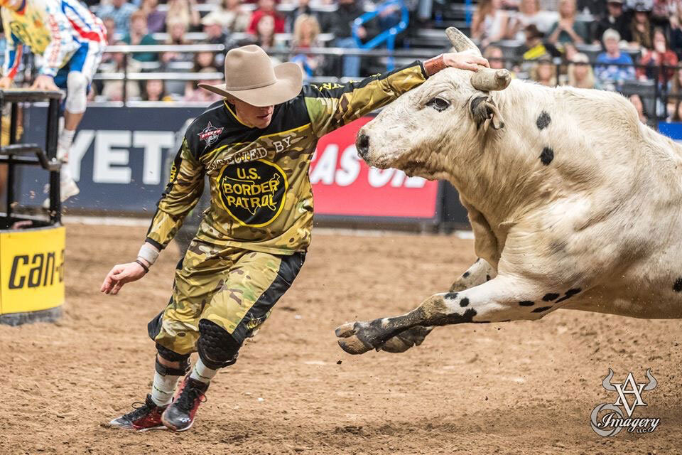 LAS VEGAS, NV - NOVEMBER 04: Bullfighter Cody Webster poses during the 2021  PBR World Finals, on
