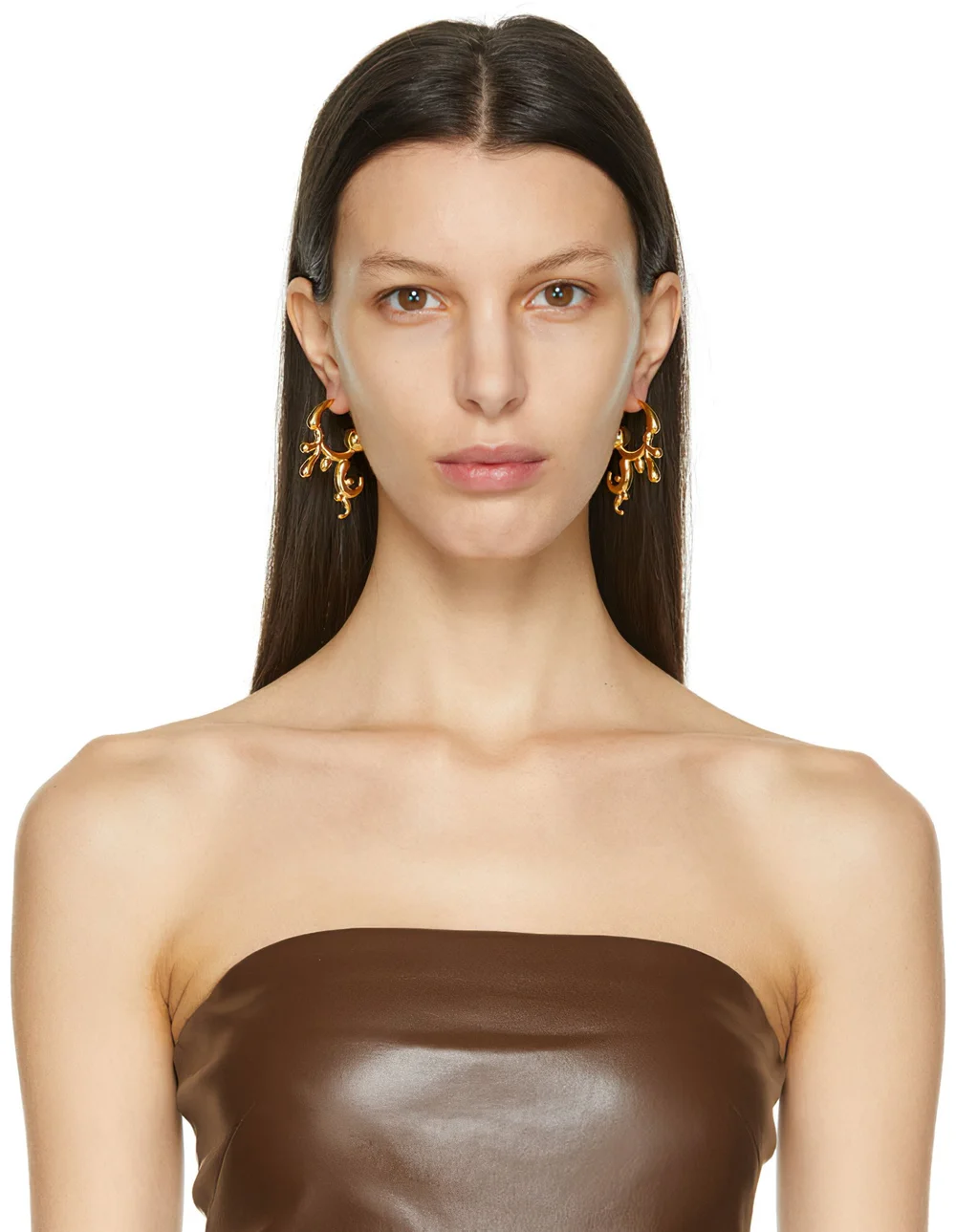 slim fit dress slacks Anne Klein Medium Gold-tone hoop earrings