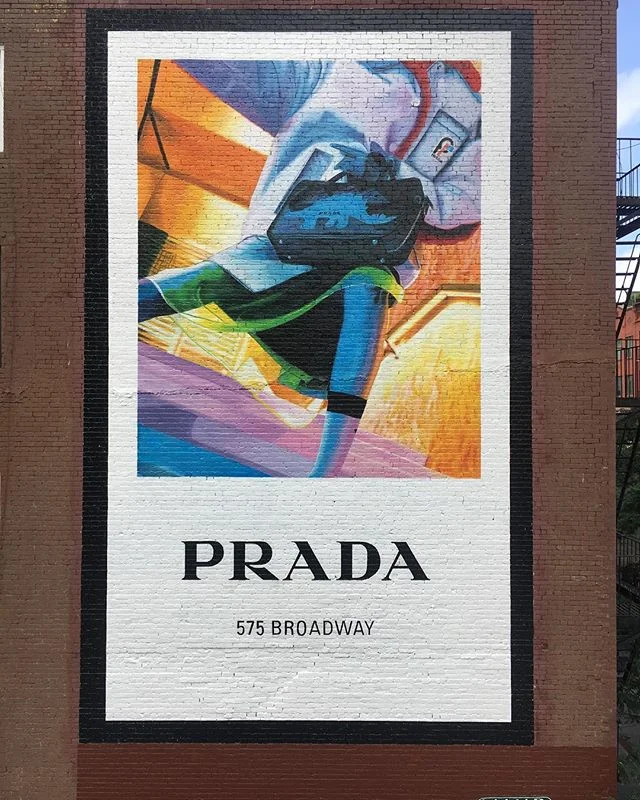 Smelling sweet like the meadows where she was born, on a midsummer's eve, near the tower.. #mural #painting #nyc @prada 🚤