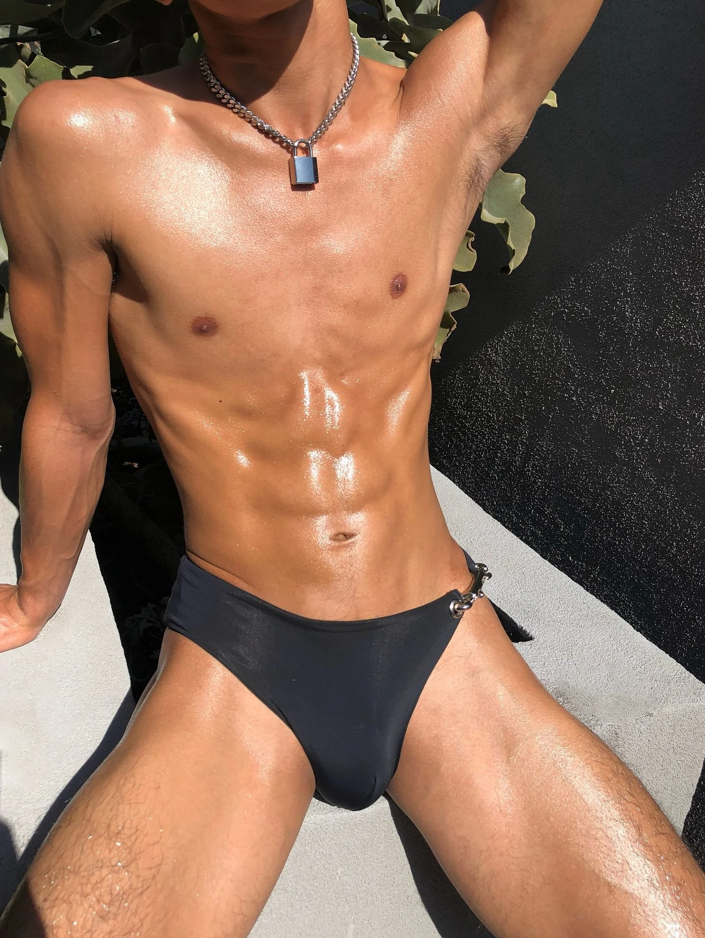SHOP THE “2 SEXY 4 U” SWIM BRIEF NOW 🥰  ALSO WEARING THE “LOCK IT UP” CHAIN.