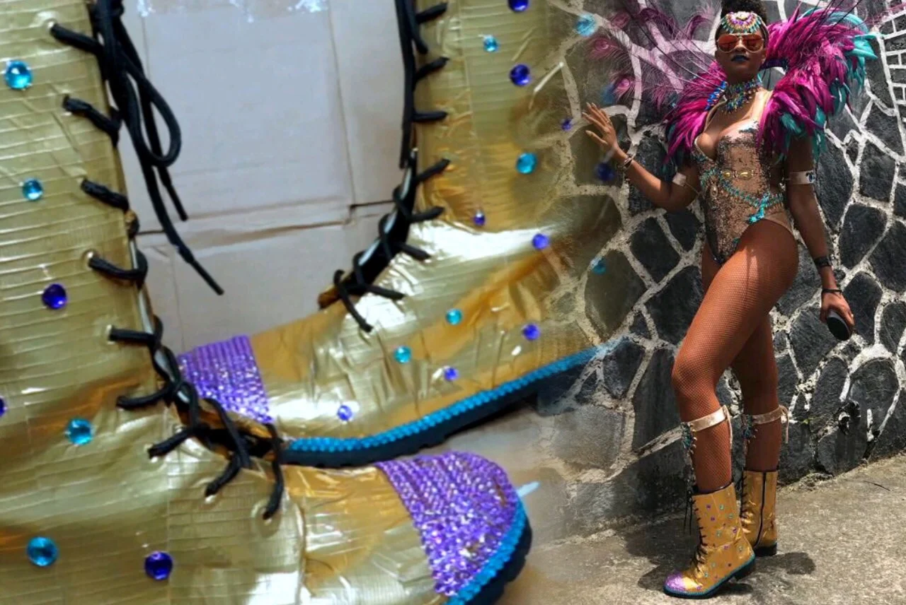 gold carnival boots