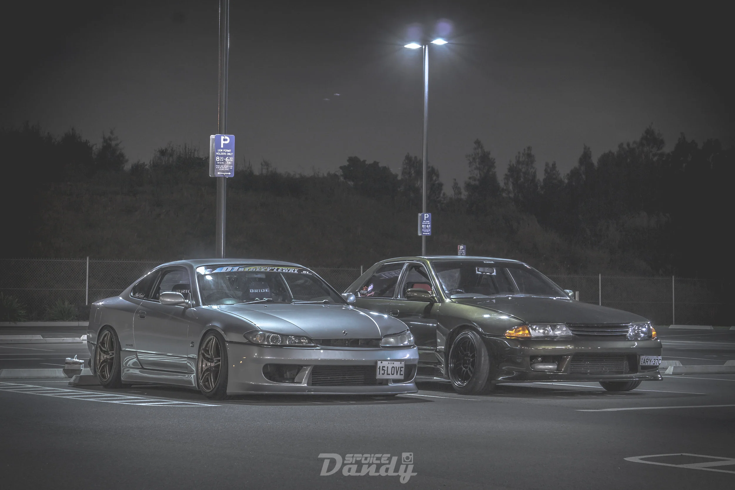 Left-Right: Taylor's S15 Silvia, Joey's R32 Sedan