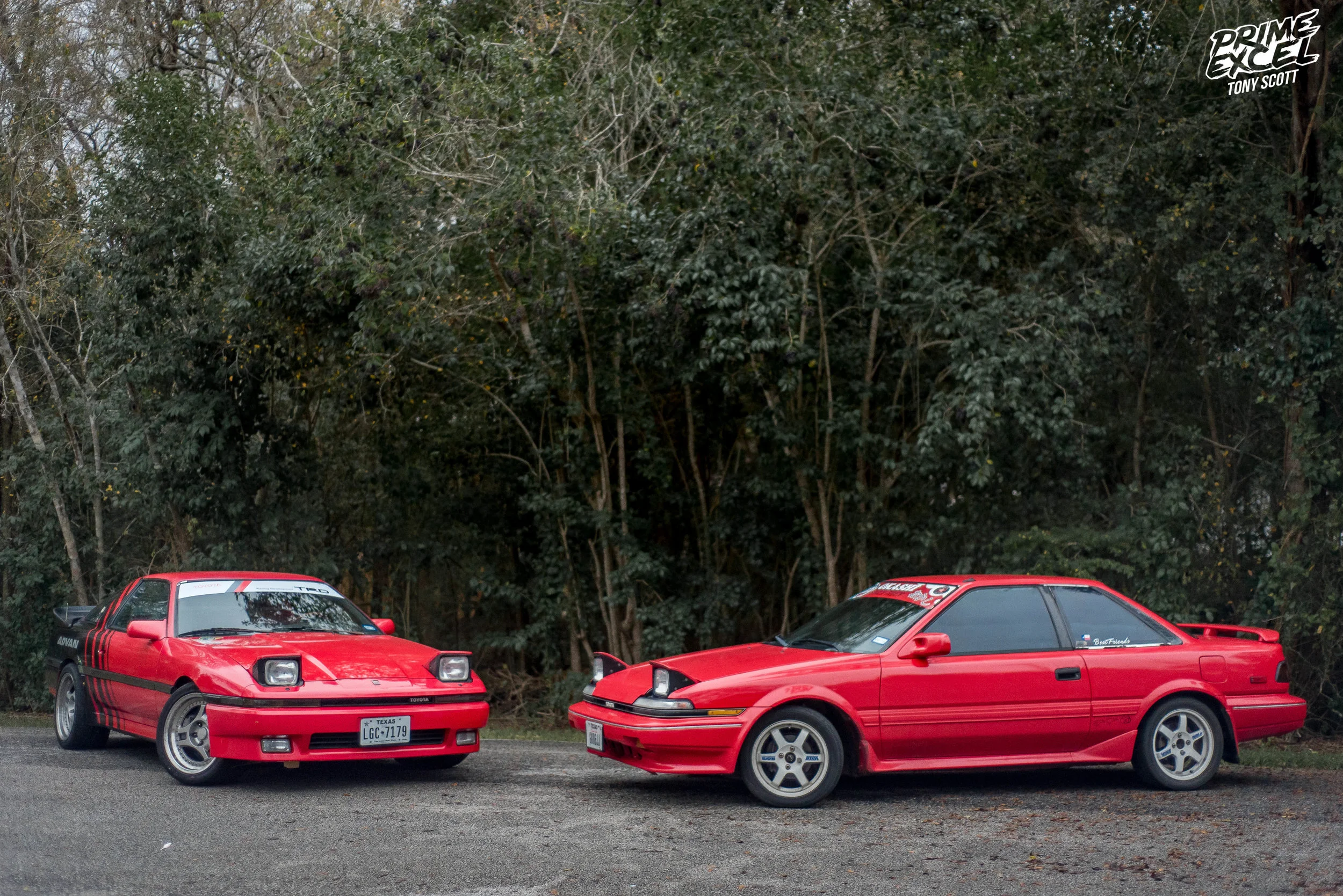 Your author, whose car is pictured to the left, is a big fan of Toyota Super Red