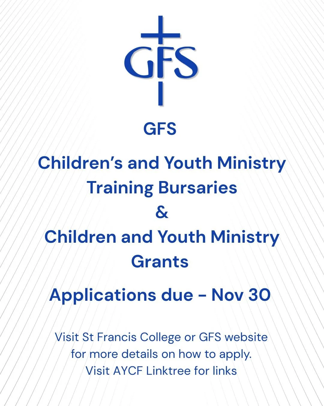 GFS Children's and Youth Ministry training bursaries and Youth and Children's ministry grant applications are due 30 November. 
$5000 Bursary 
Are you passionate about children’s or youth ministry in the Anglican Church Southern Queensland? GFS