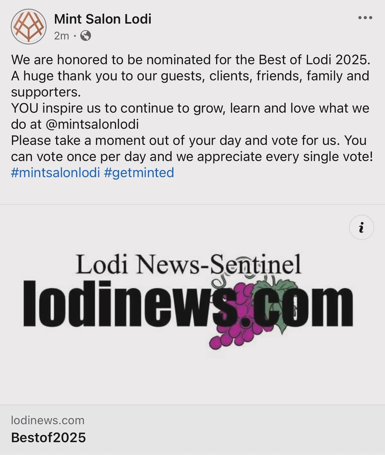 Don&rsquo;t forget to vote for us in The Best of Lodi! You can vote for your favorite local businesses once each day!
Thank you for your support!