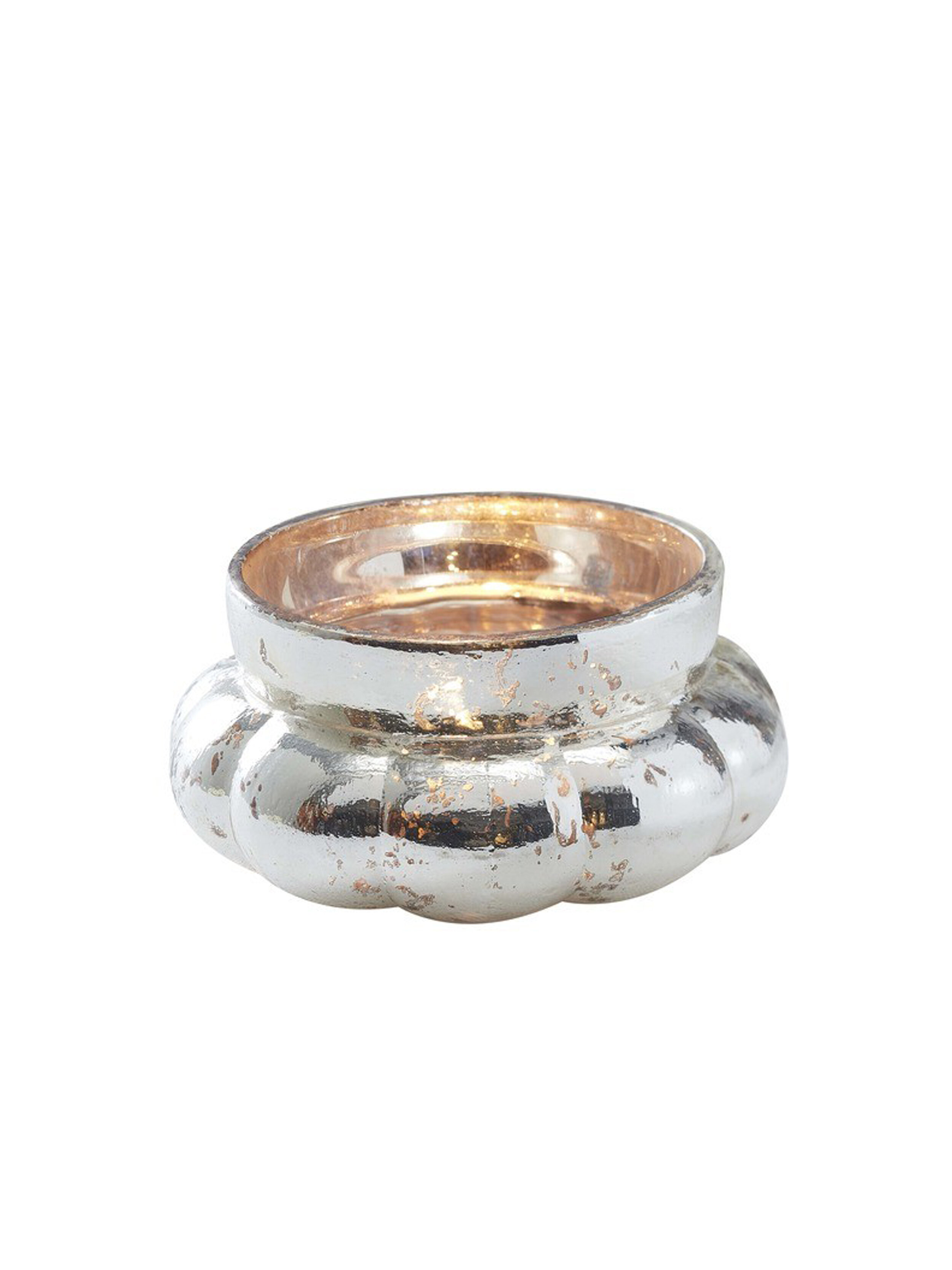 LARGE SILVER FROSTED TEALIGHT HOLDER