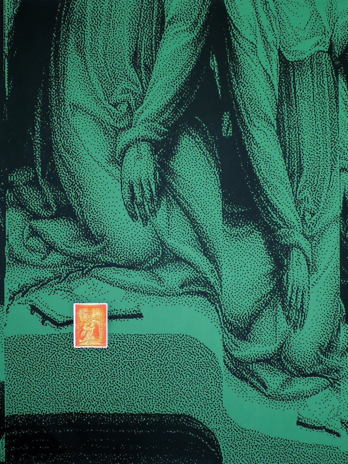 Pollen in her blood (after C. Mariannecci, Storch & Kramer) . Screenprint and carbon transfer on paper. 75 x 100 cm